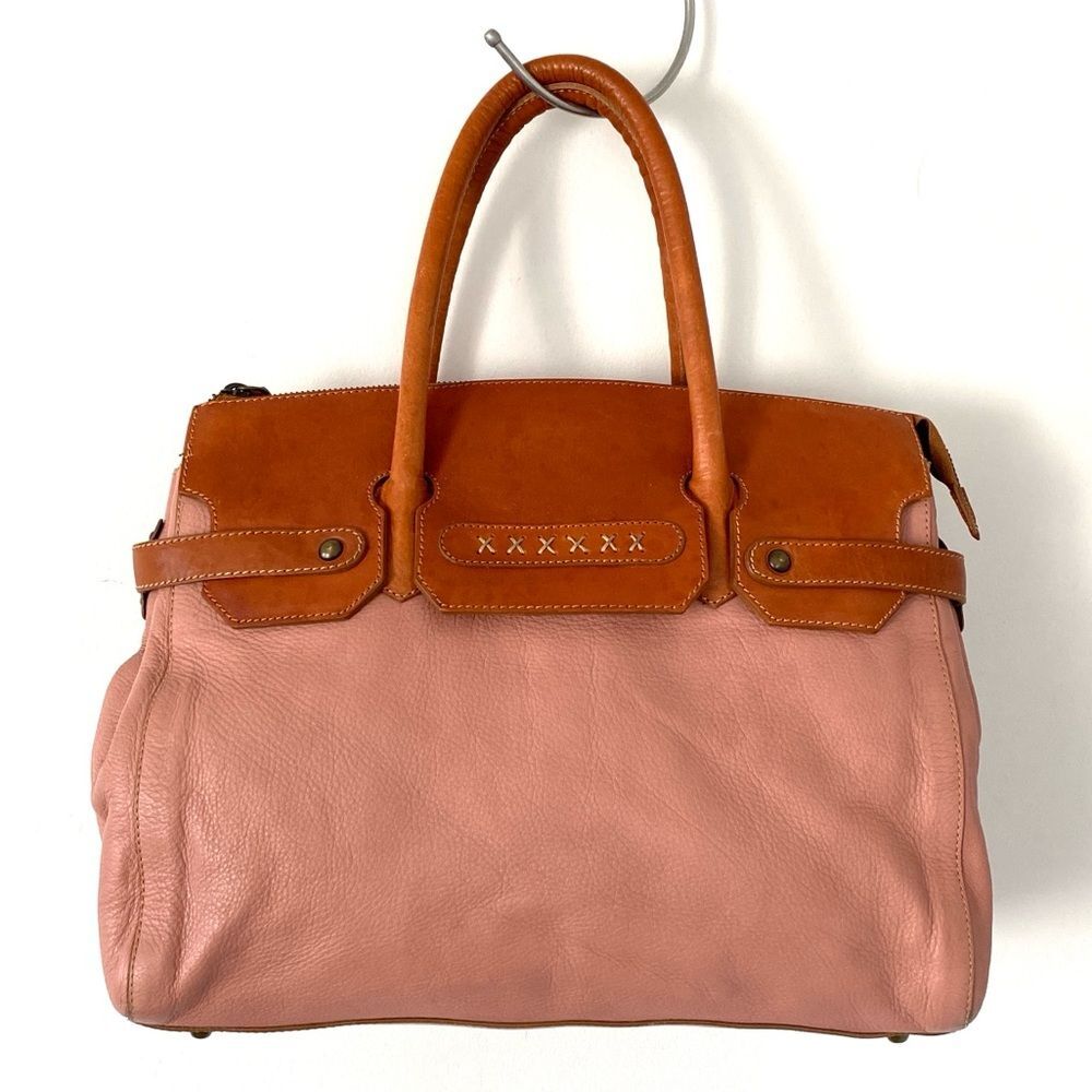 Sundance Pink & Brown Leather Accent Hand Bag Made in Italy Boho Western Cottage